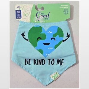 New Mission Pets Dog Bandana Large XL Blue Be Kind Happy World Heart NWT